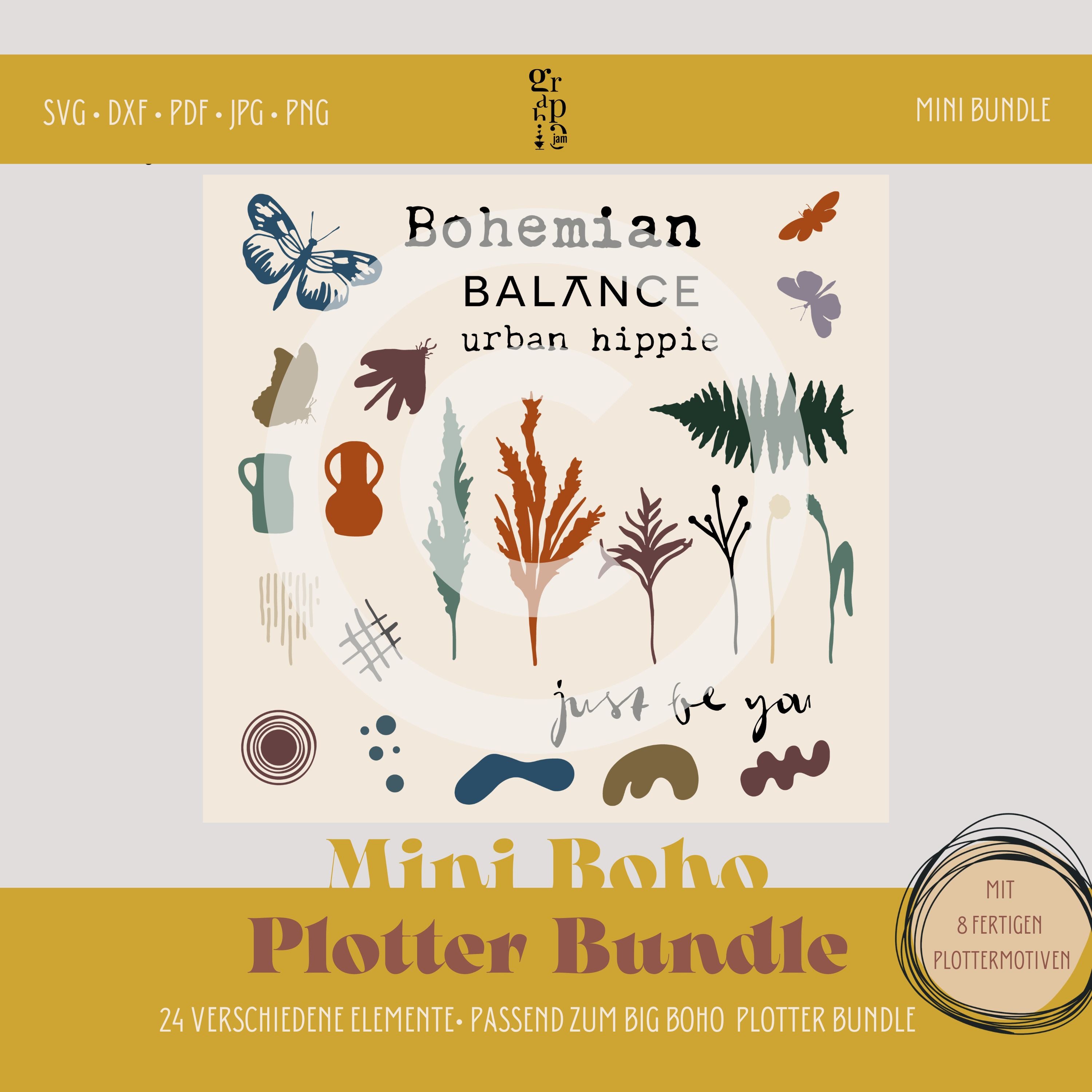 Mini Boho Plotter Bundle | DXF SVG PNG PDF - Graphic Jam 